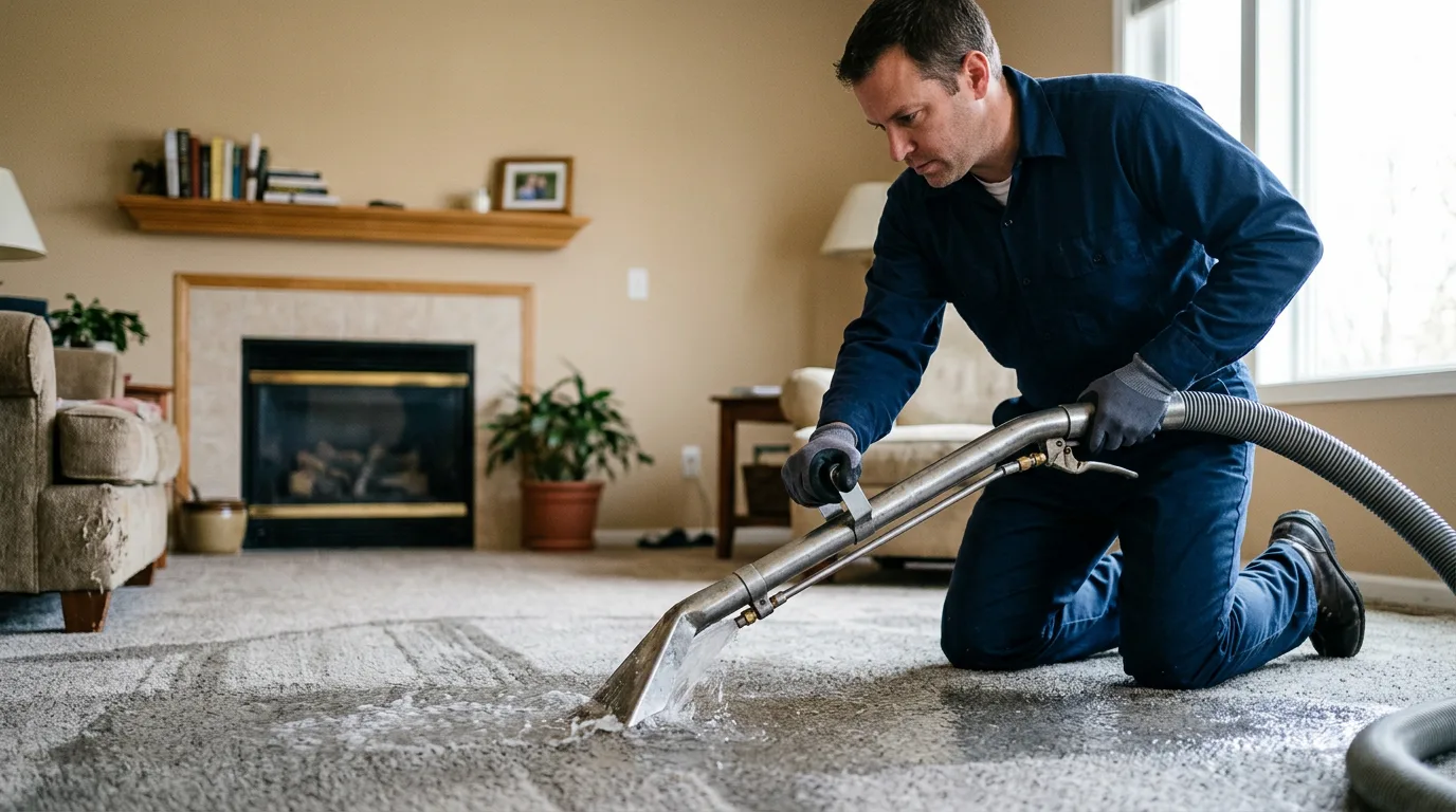 Water damage restoration technician working near Columbia, CA